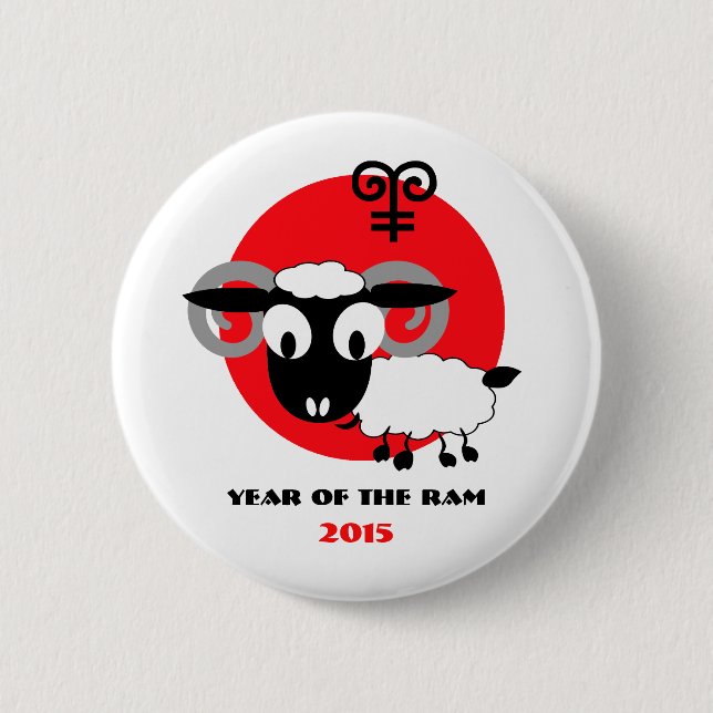 Chinesisches Jahr der RAM-Geschenk-Knöpfe Button (Vorderseite)