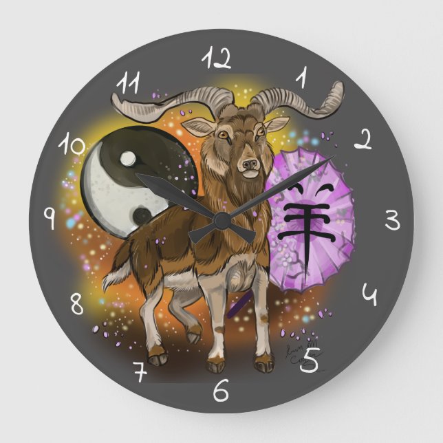 Chinesisches Jahr der Ram Große Wanduhr (Vorderseite)