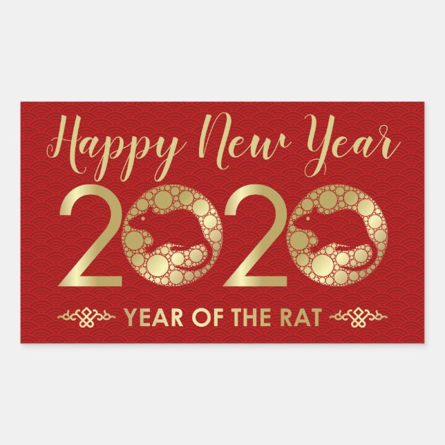 Chinesisches Jahr der Ratte 2020 Rechteckiger Aufkleber (Vorderseite)