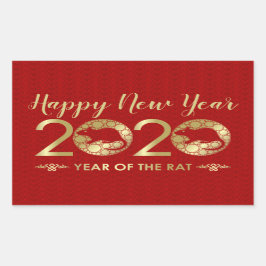 Chinesisches Jahr der Ratte 2020 Rechteckiger Aufkleber