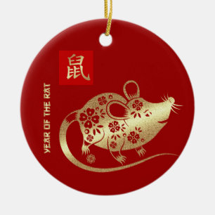 Chinesisches Jahr der Ratte   Geschenk für ein ben Keramik Ornament