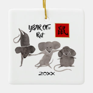 Chinesisches Jahr der Ratten-Geschenk-Ornamente Keramikornament
