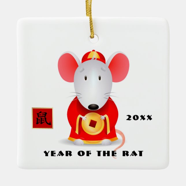 Chinesisches Jahr der Ratten Geschenkschmuck Keramikornament (Vorderseite)