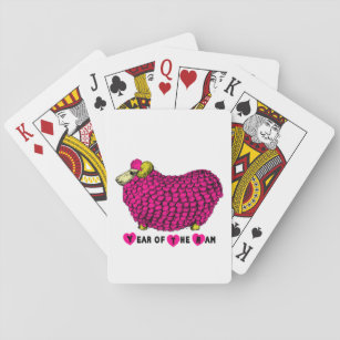 Chinesisches Jahr der schaf-rosa Spielkarten