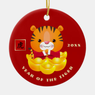 Chinesisches Jahr der Tiger Geschenkschmuck Kerami Keramik Ornament
