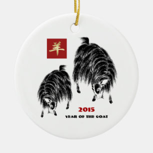 Chinesisches Jahr der Ziegen-Geschenk-Verzierungen Keramik Ornament