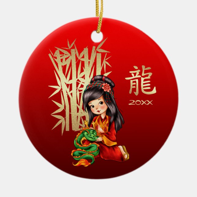 Chinesisches Jahr des benutzerdefinierten Jahres d Keramik Ornament (Vorne)