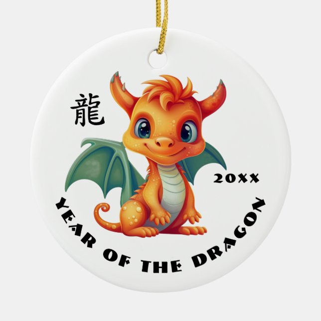 Chinesisches Jahr des Drachen | Geschenk für ein b Keramik Ornament (Vorne)