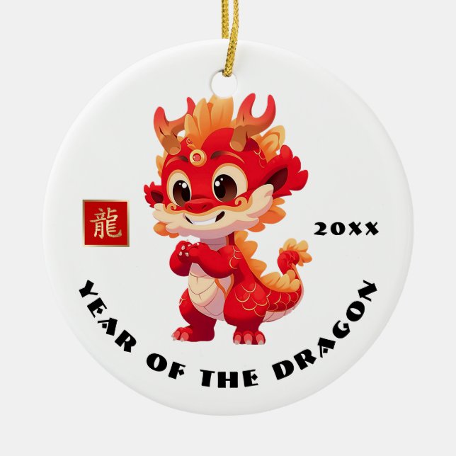 Chinesisches Jahr des Drachen | Geschenk für ein b Keramik Ornament (Vorne)