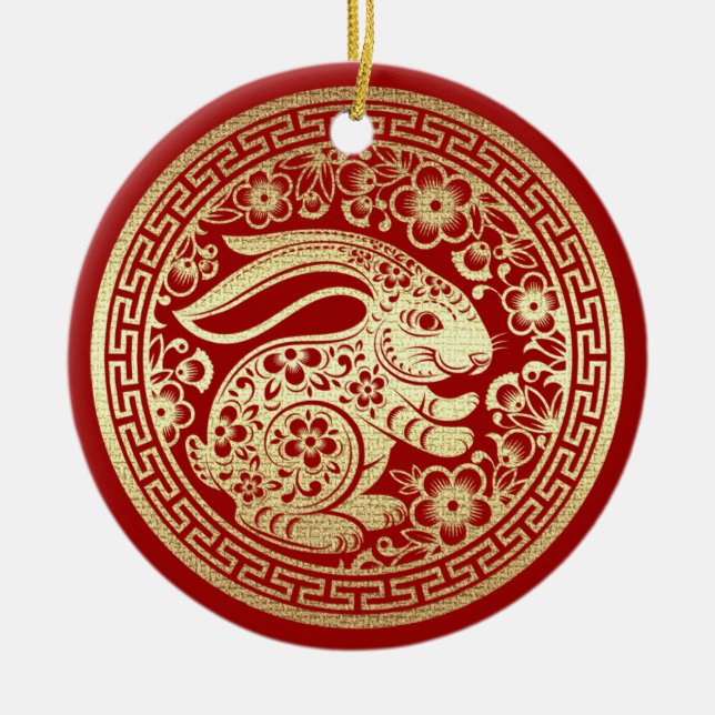Chinesisches Jahr des Kaninchens | Geschenk für ei Keramik Ornament (Vorne)