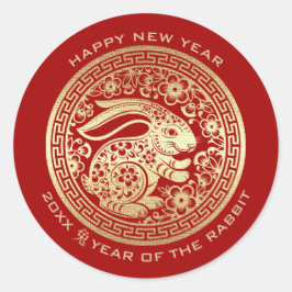 Chinesisches Jahr des kaninisch-roten goldenen Jah Runder Aufkleber