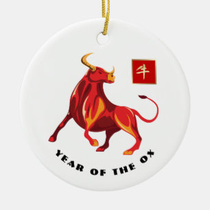 Chinesisches Jahr des Ox-Geschenks Keramik Ornament