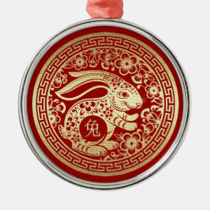 Chinesisches Jahr des Rabbit Red Gold Geschenks Ornament Aus Metall