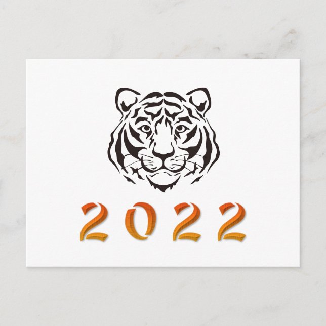 Chinesisches Jahr des Tiger 2022 Schwarz-weiß Postkarte (Vorderseite)