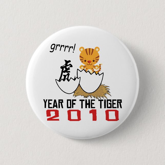 Chinesisches Jahr des Tiger-Babys 2010 Button (Vorderseite)