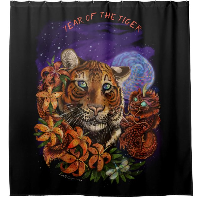 Chinesisches Jahr des Tiger Fleece Blanket Duschvorhang (Vorderseite)