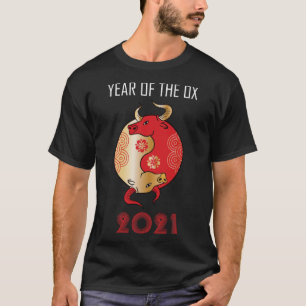 Chinesisches Jahr des Zodiac Ying Yang Jahr des OX T-Shirt