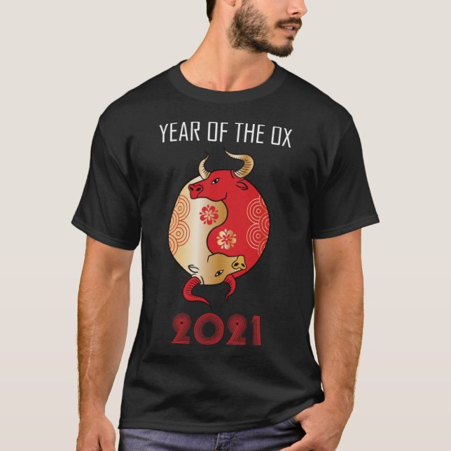 Chinesisches Jahr des Zodiac Ying Yang Jahr des OX T-Shirt (Vorderseite)