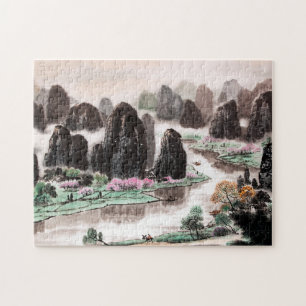 Chinesisches Landschaft-Wasserfarben-Puzzle Puzzle