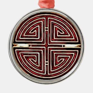 Chinesisches Langlebigkeits-Symbol Silbernes Ornament