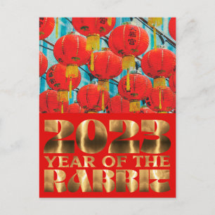 Chinesisches Laternenfest 2023 Neues Kaninchenjahr Feiertagspostkarte