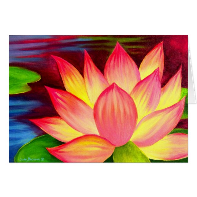 Chinesisches Lotus Water Lilie Blume Malerei (Vorderseite (Horizontal))