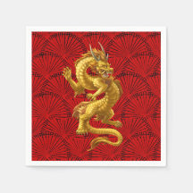 Chinesisches Lucky Gold Dragon Paper Napkins