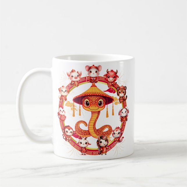 Chinesisches Lunar-Neujahrsschlangen-Design 1 Kaffeetasse (Links)