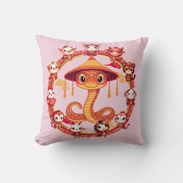 Chinesisches Lunar-Neujahrsschlangen-Design 1 Kissen (Vorderseite)