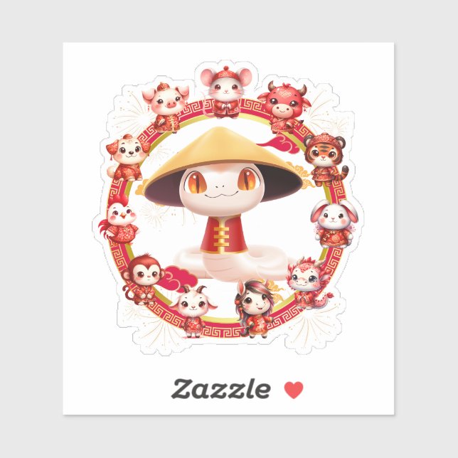 Chinesisches Lunar-Neujahrsschlangen-Design 3 Aufkleber (Blatt)