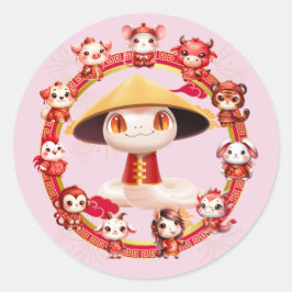 Chinesisches Lunar-Neujahrsschlangen-Design 3 Runder Aufkleber