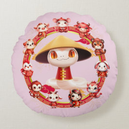 Chinesisches Lunar-Neujahrsschlangen-Design 3 Rundes Kissen