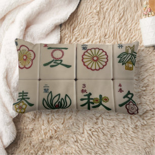 Chinesisches Mahjong-Blumenfliesen-Kissen Lendenkissen