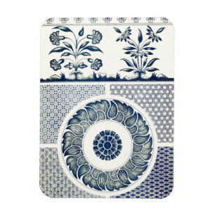 Chinesisches Medaillon: Indigoblaue Chinoiserie Magnet