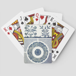 Chinesisches Medaillon: Indigoblaue Chinoiserie Spielkarten