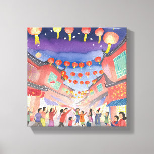 Chinesisches Mittagsfest   Celebration Watercolor Leinwanddruck