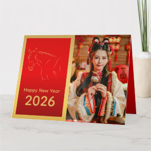 Chinesisches Mond-Neujahr - Jahr des Pferdes 2026 Karte