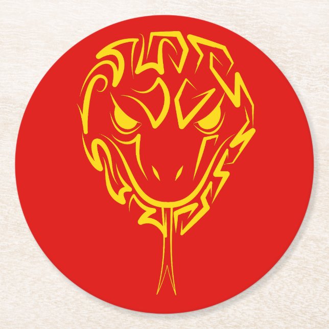 Chinesisches Mondneujahr der Schlange 2025 4723 Ho Runder Pappuntersetzer (Vorderseite)