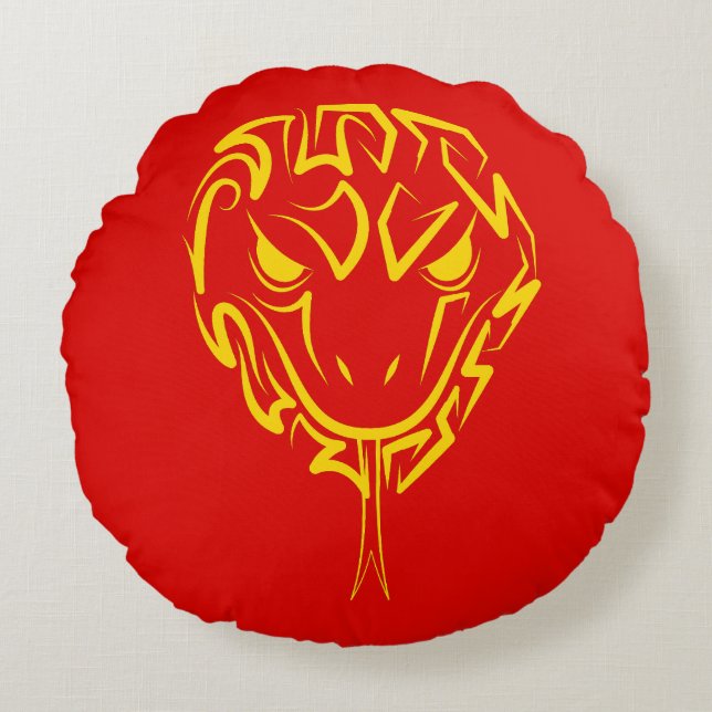 Chinesisches Mondneujahr der Schlange 2025 4723 Ho Rundes Kissen (Vorderseite)