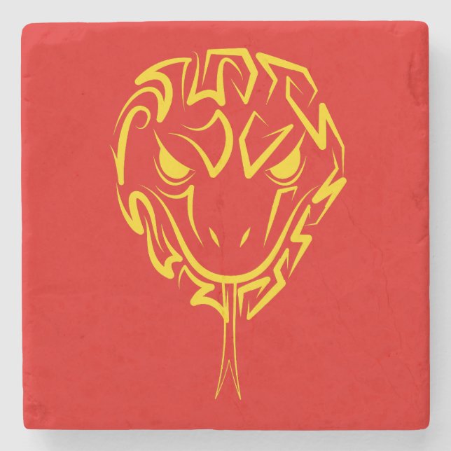 Chinesisches Mondneujahr der Schlange 2025 4723 Ho Steinuntersetzer (Vorderseite)