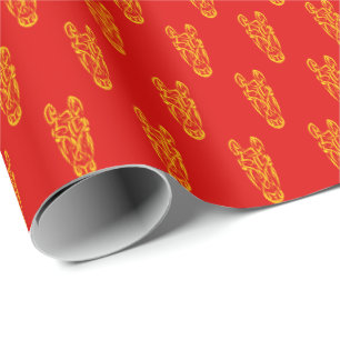 Chinesisches Mondneujahr des Pferdes 2026 4724 Feu Geschenkpapier