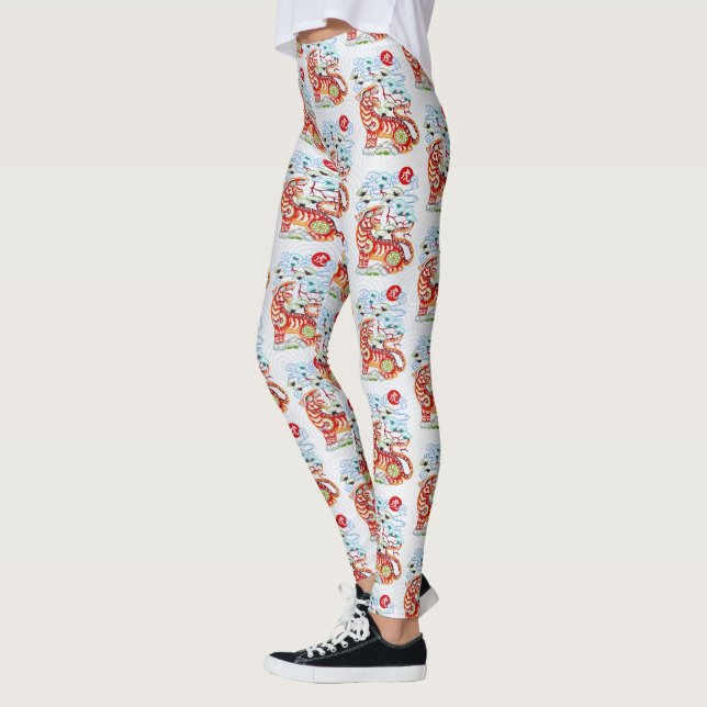 Chinesisches Mondneujahr Tiger Papercut-Muster Leggings (Links)