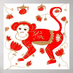 Chinesisches Monkey Astrologie Poster