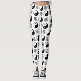 Chinesisches Muster des weißen Yinyang-Symbols Leggings