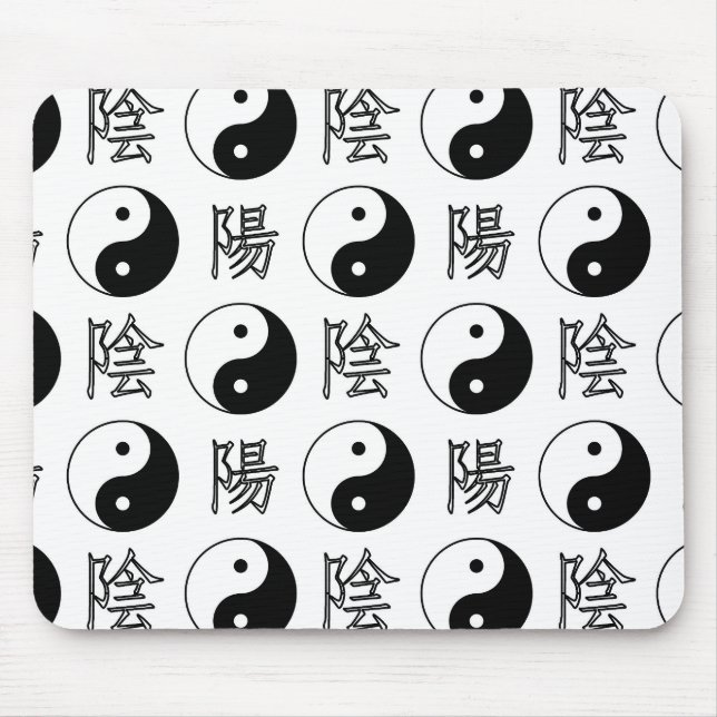 Chinesisches Muster des weißen Yinyang-Symbols Mousepad (Vorne)