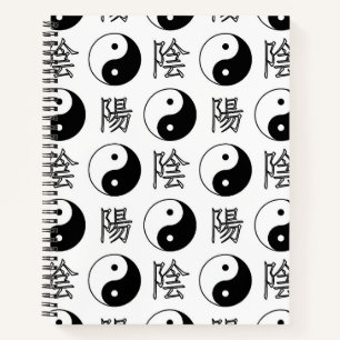Chinesisches Muster des weißen Yinyang-Symbols Notizbuch