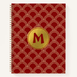 Chinesisches Muster-Monogramm mit traditionellem R Notizbuch
