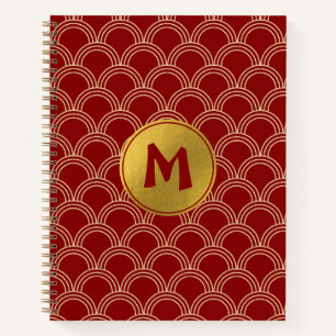 Chinesisches Muster-Monogramm mit traditionellem R Notizbuch