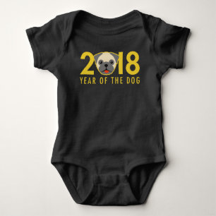 Chinesisches neues Jahr 2018 Jahr des HundeMops Baby Strampler