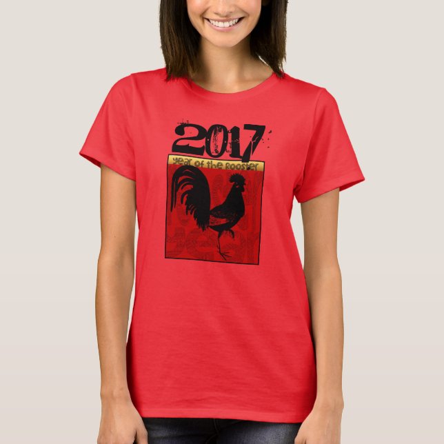 Chinesisches neues Jahr der Gewohnheits-2017 des T-Shirt (Vorderseite)